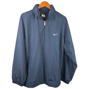 Nike Hooded Track Jacket Navy Blue Mens XL Full Zip Lightweight Lined 400299